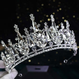 Majestic Crystal Bridal Crown - 7.5cm Height, 16cm Width
