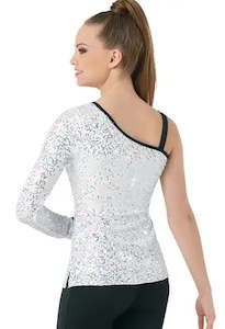 Costume Hire: Hire - Silver one sleeve top