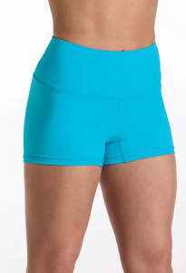 Dancewear: Wide Waist Mid Rise Shorts - Turquoise - Size SC,IC.