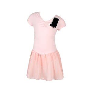 Leotard: Short Sleeve leotard with Skirt - Pink