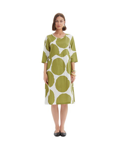 Tirelli Curve Seam Poplin Dress 24D3522 - Chartreuse/White Spot