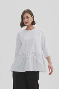 Tirelli Drop Waist Combi Top 25a3606 - White