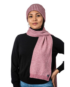 Nz Made Merinos: Koru Moss stitch Plated Beanie KO2035 - Rose/Natural