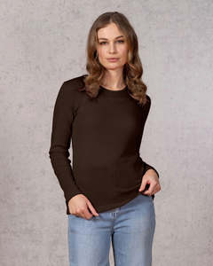 Bay Road NZ made Merinos Harper Crew br840 - Espresso