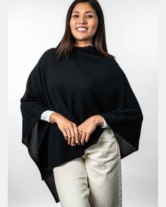 Nz Made Merinos: Koru Two Way Poncho KO798 - Black