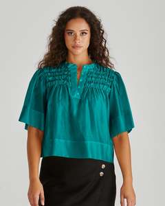 Sass Fillip Ruffle Yoke Blouse 20088TWSS - Sea Green