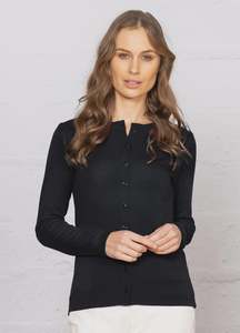 Bay Road NZ made Merino Legend Cardigan br786 - Black