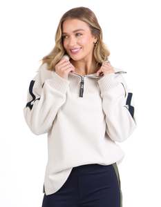 Foxwood Knit Collar Crew 5554113 - Bone