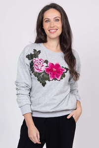 Charlo Stevee Embroidered Sweater Grey CH756