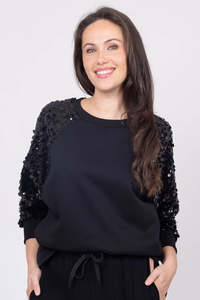 Jumper Sweaters: Charlo Coco Sequin Sweater Black CH761