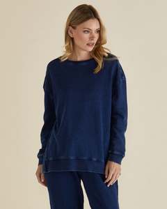 Jumper Sweaters: Betty Basic Easy Crew Sweat BB7081 - Indigo Wash