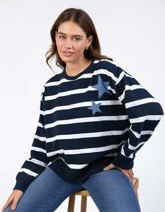 Elm Galaxy Crew 8159057.Navy - Navy/White Stripe
