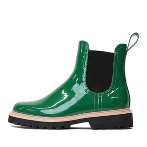 Non Leather Shoes: Django & Juliette Gummie Gumboot - Emerald