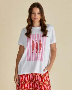 Betty Basics Ellia Crew Tee BB1092 - Sardinia Print White
