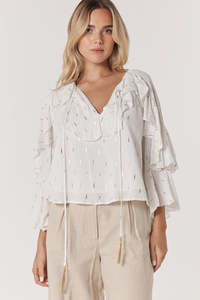 Fate+Becker Delia Ruffle Top 17625TWFA - White