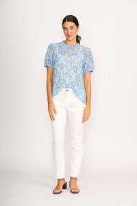 M O: Memo Swing Rib Trim T-shirt TP13502 - Bluebelle Pop