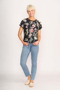M O: Memo Knit Back Round Neck Top TP11335 - Botanical
