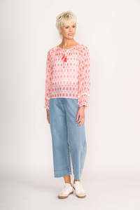 M O: Memo Tassel Blouse TP14301 - Fire Motif