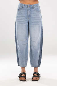 M O: Mi Moso Double Denim Jean