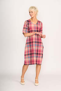 Memo Balloon Sleeve Dress TP14570 - Rose Check