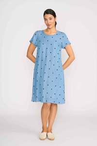 P S: Oh3 Short Sleeve A Line Dress TP14576 - Blue Spot