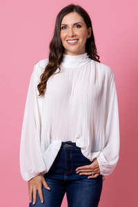 Augustine: Augustine  Lulu Pleated Blouse Off White RA252