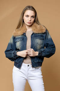 Honey Denim Kim Denim Jacket Fur Collar J51
