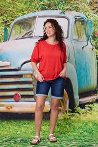Classified Santorini Linen Blend Top C5044 - Coral