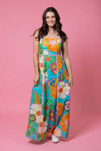 Charlo: Charlo Poppy Maxi Dress Teal Floral CH847