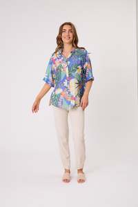 Democracy Sofia Printed Tie Side Shirt D9053 - Blue