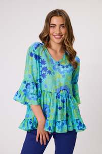 Democracy Liliana Tiered Top D9034 - Aqua