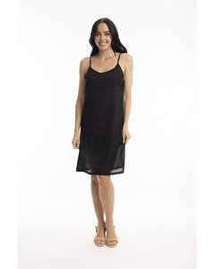 Orientique Cotton Long Slip ls25 - Black