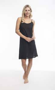 Orientique: Orientique Cotton Long Slip - Black