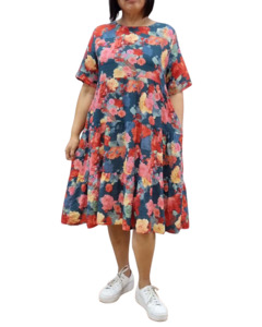 Glam Dress 2507-2 - Orange Floral