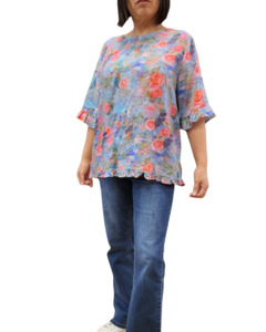 Glam Top 2554-2 - Blue/Pink Rose