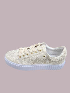 Gelato Shoes: Gelato Jedi Sneakers - Gold/Cream Snake