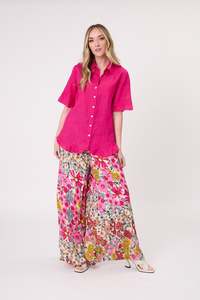 Lemon Tree: Lemon Tree camilla Linen Top LTD209 - Fuchsia