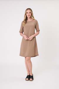 Lemon Tree allegra Linen Dress LTD263 - Mocha Stripe