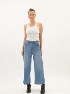 Worthier The Label: Worthier The Label Urban Sway Wide Leg Jean WY-7100 - Denim blue