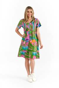 One Summer: One Summer Colette V Neck Tassel Dress DW126J - Rainbow Beach Pink
