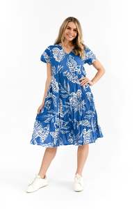One Summer: One Summer Thalia Tiered Dress DW114J - Trop tribal Blue