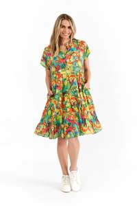 One Summer Leela V Neck Mini Dress DW129J - Macau Trop 1