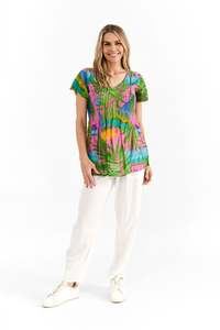 One Summer Kayla Cotton Blouse Short Sleeve DW24J - Raibow Beach Pink