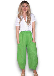 Helga May Barrel Linen Pants - Bright Green