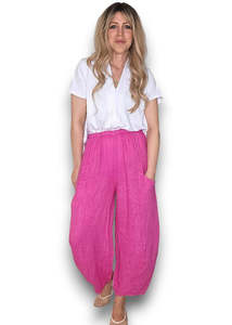 Helga May Barrel Linen Pants - Hot Pink