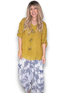 Italian: Helga May Trois Button Top - Mustard