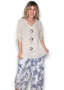 Helga May Trois Button Top - Beige