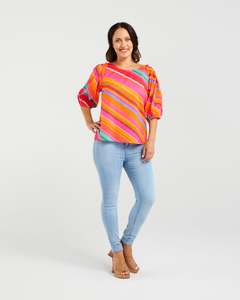 T Z: Zafina Willow Top Z3016 - Dynamic Stripe