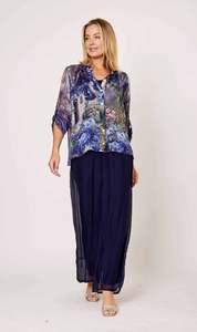 Italian Silky Pants LSP21-255A - Navy