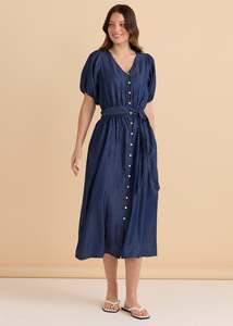 All: Betty Basics Lee Lyocell Dress BB8550 - Dark Blue Wash
